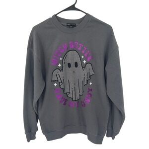 Halloween Ghost Rhinestone Sweatshirt Witch‎ Better Have My Candy XS #1144
